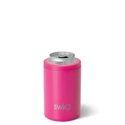 Swig Life Wine + Cocktails|Solids^Matte Hot Pink 12oz Insulated Can + Bottle Cooler -