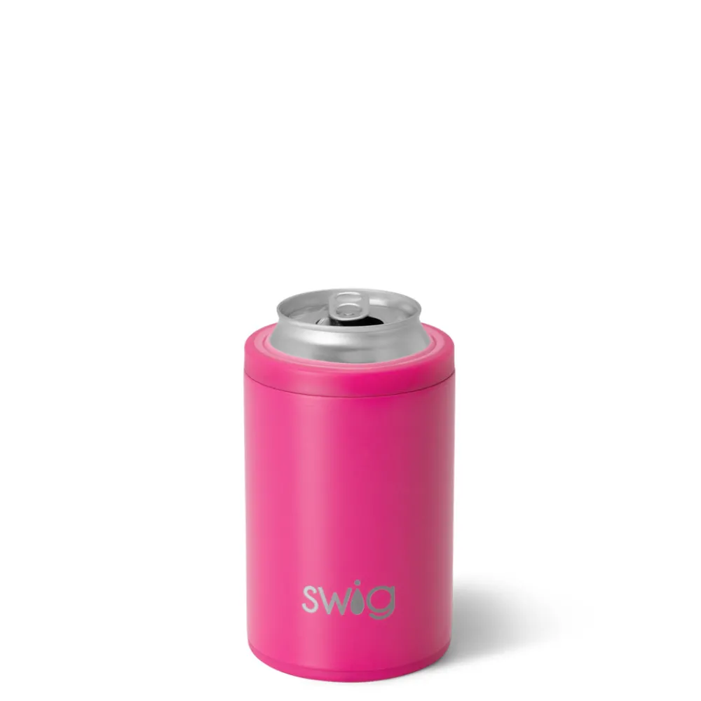 Swig Life Wine + Cocktails|Solids^Matte Hot Pink 12oz Insulated Can + Bottle Cooler -