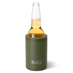 Swig Life Wine + Cocktails|Solids^Matte Olive Green 12oz Insulated Can + Bottle Cooler -