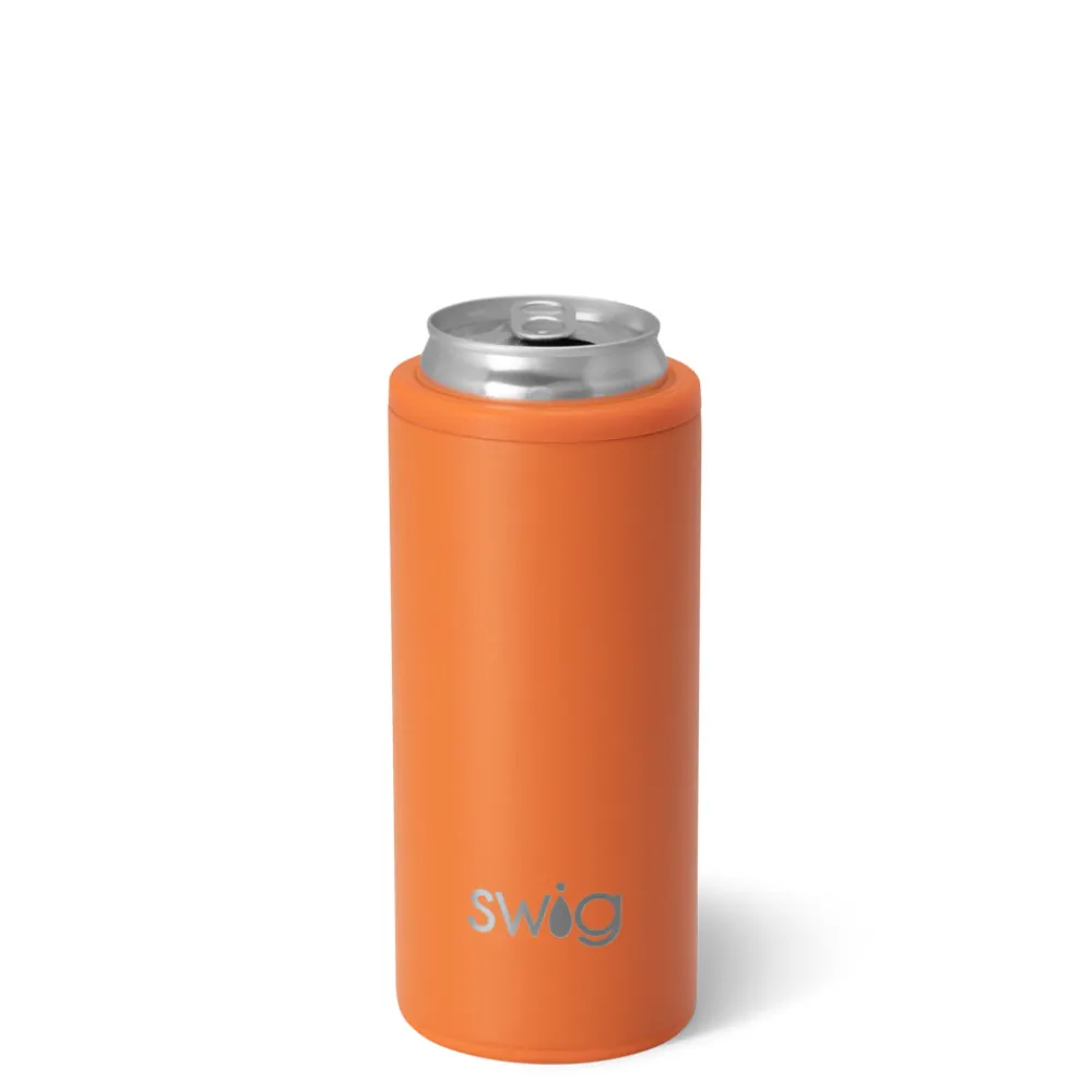 Swig Life Wine + Cocktails|Solids^Matte Orange 12oz Insulated Skinny Can Cooler -