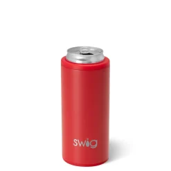 Swig Life Wine + Cocktails|Solids^Matte Red 12oz Insulated Skinny Can Cooler -