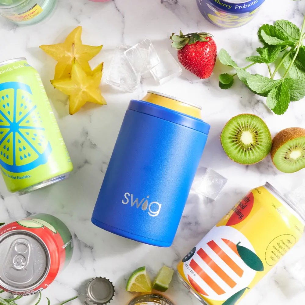 Swig Life Wine + Cocktails|Solids^Matte Royal Blue 12oz Insulated Can + Bottle Cooler -