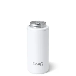 Swig Life Wine + Cocktails|Solids^Matte White 12oz Insulated Skinny Can Cooler -
