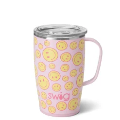 Swig Life Travel Mugs|Oh Happy Day^Oh Happy Day 18oz Travel Mug W/ Handle -