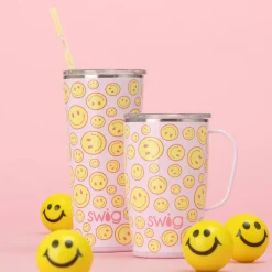 Swig Life Travel Mugs|Oh Happy Day^Oh Happy Day 18oz Travel Mug W/ Handle -