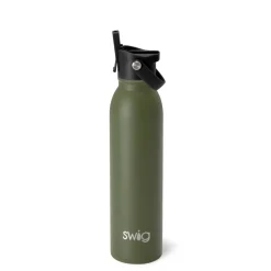 Swig Life Water Bottles|Solids^Olive Flip + Sip Water Bottle (20oz) -