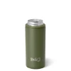 Swig Life Wine + Cocktails|Solids^Olive Green Skinny Can Cooler Koozie (12oz) -