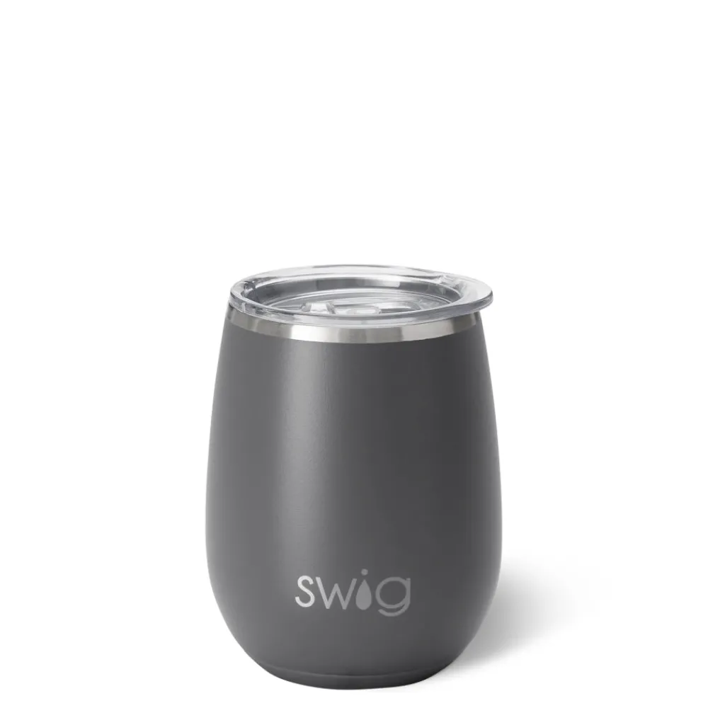 Swig Life Wine + Cocktails|Solids^14oz Matte Grey Insulated Stemless Wine Tumbler -