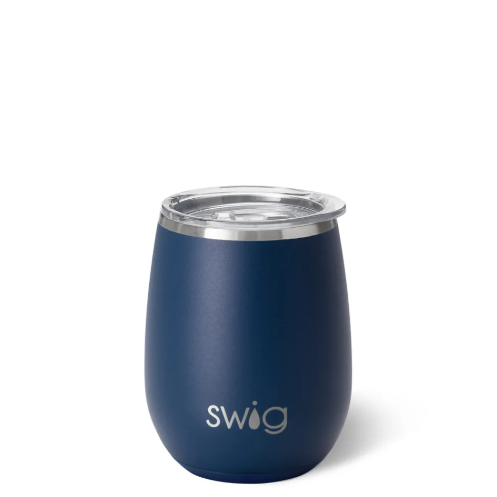 Swig Life Wine + Cocktails|Solids^14oz Matte Navy Stemless Wine Cup -