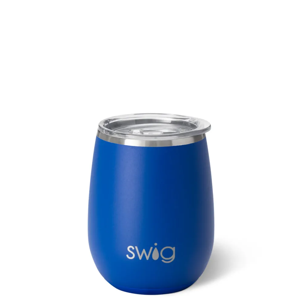 Swig Life Wine + Cocktails|Solids^14oz Matte Royal Blue Stemless Wine Cup -