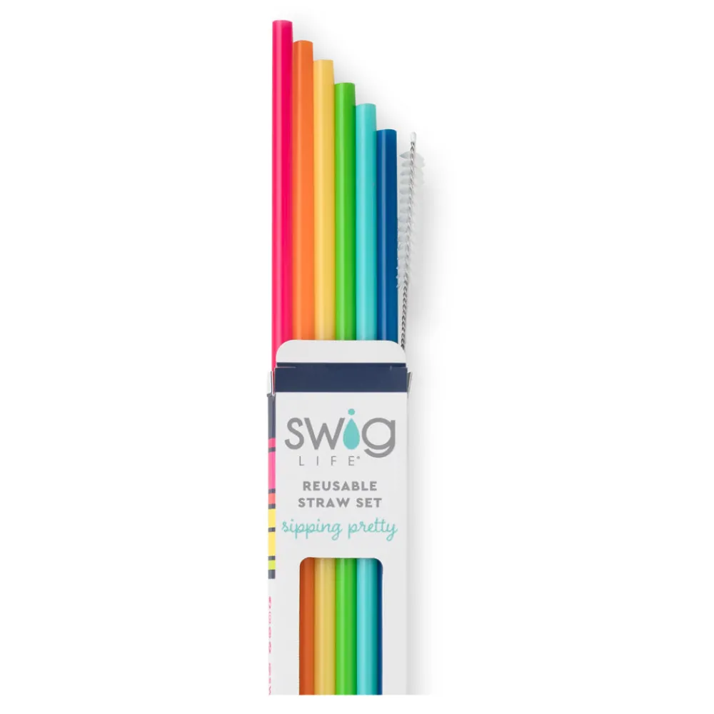 Swig Life Lids, Straws + More^Rainbow Reusable Straw Set -
