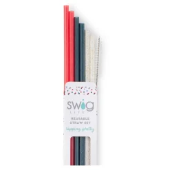 Swig Life Lids, Straws + More|All American^Red, White & Blue Glitter Straw Set -