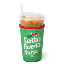 Swig Life Drink Coolies New Sizes!|Santa's Favorite Nurse^Santa's Favorite Nurse Medium Iced Cup Coolie