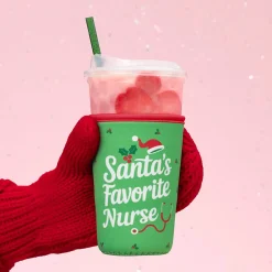 Swig Life Drink Coolies New Sizes!|Santa's Favorite Nurse^Santa's Favorite Nurse Medium Iced Cup Coolie