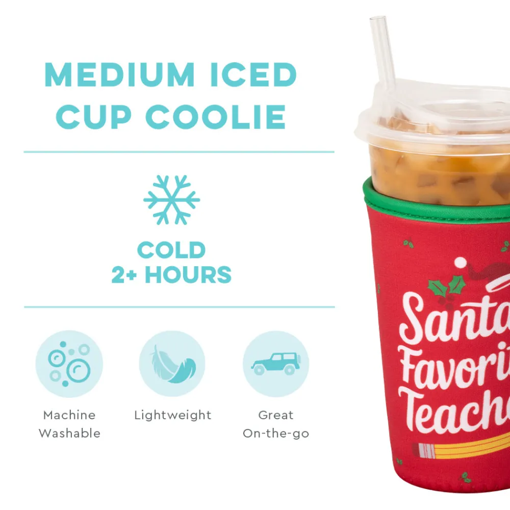 Swig Life Drink Coolies New Sizes!|Santa's Favorite Teacher^Santa's Favorite Teacher Medium Iced Cup Coolie