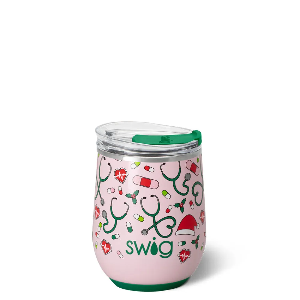 Swig Life Wine + Cocktails|Santa's Scrubs^Santa's Scrubs Stemless Wine 12oz