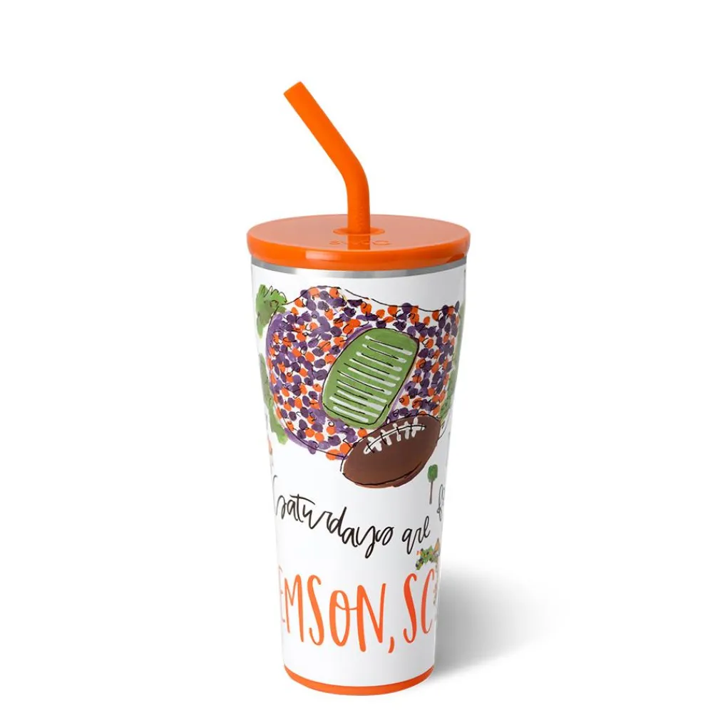 Swig Life Tumblers New Sizes!|Gameday^Saturdays In Clemson, SC 32oz Straw Tumbler -