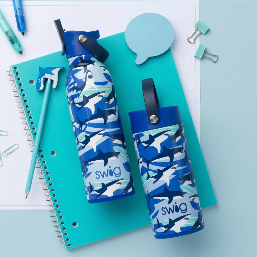 Swig Life Water Bottles|Sips For Kids^Shark Fin 16oz Flip + Sip Water Bottle -