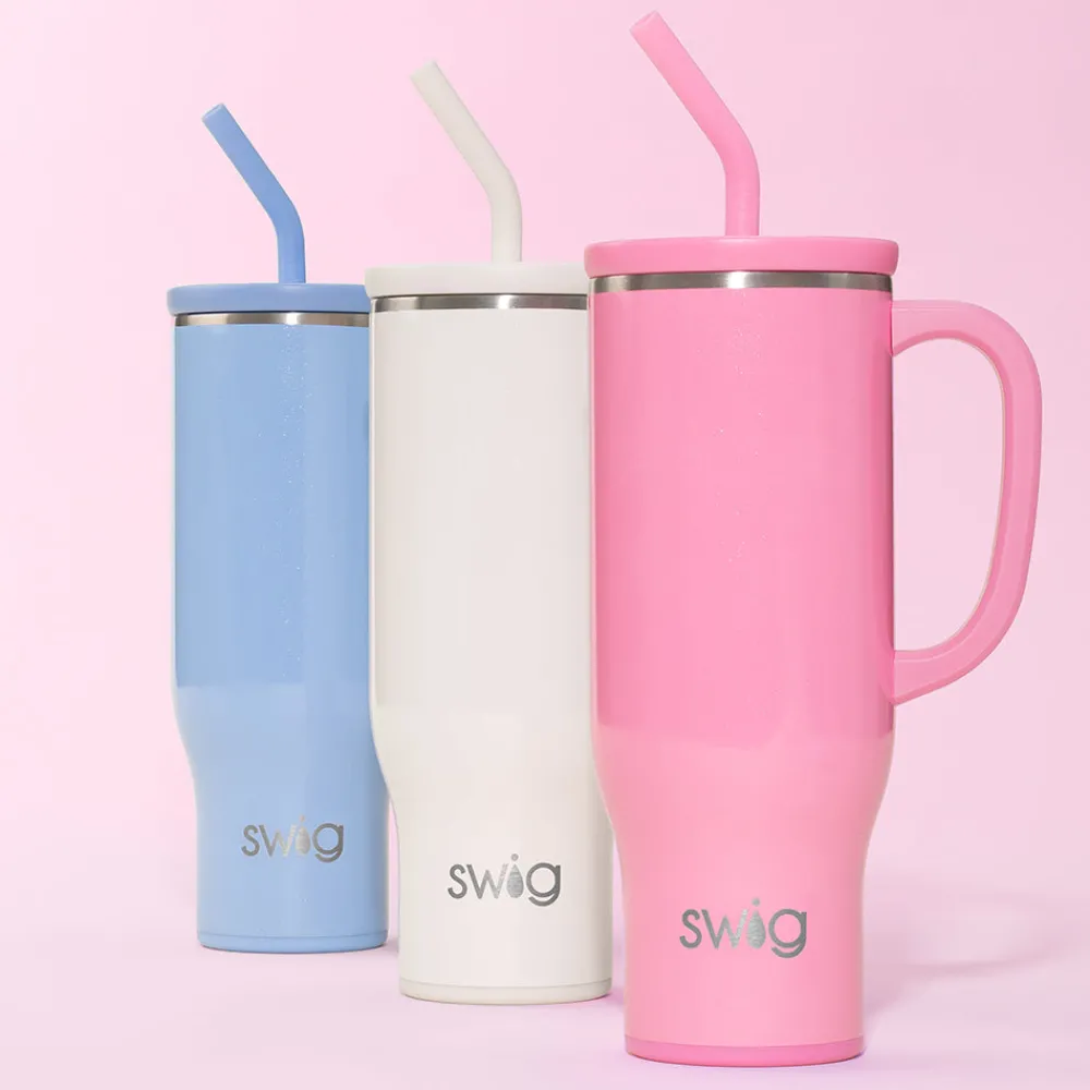 Swig Life Tumblers New Sizes!|Travel Mugs^Shimmer Bubblegum 30oz Mega Mug with Handle -