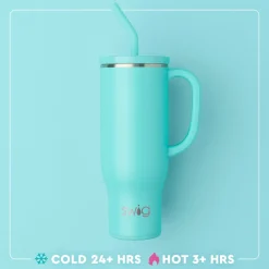 Swig Life Tumblers New Sizes!|Travel Mugs^Shimmer Bubblegum 30oz Mega Mug with Handle -