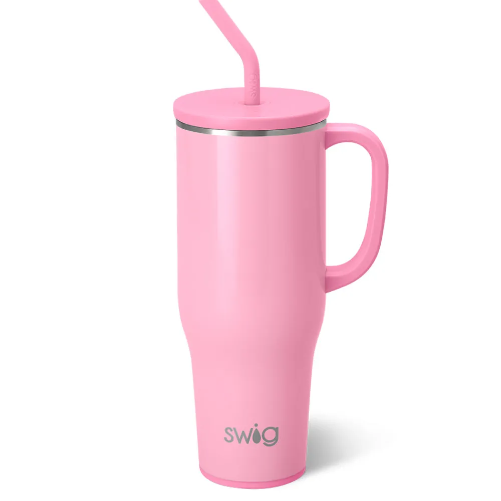 Swig Life Tumblers New Sizes!|Travel Mugs^Shimmer Bubblegum 40oz Mega Mug with Handle -