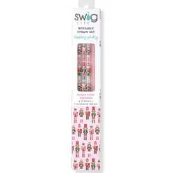 Swig Life Lids, Straws + More|Sugar Plum Soldiers^Sugar Plum Soldiers + Light Pink Glitter Reusable Straw Set