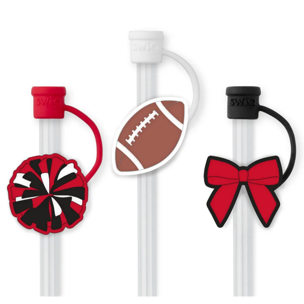 Swig Life Lids, Straws + More|We'Ve Got Spirit^We've Got Spirit Black + Red Straw Topper Set