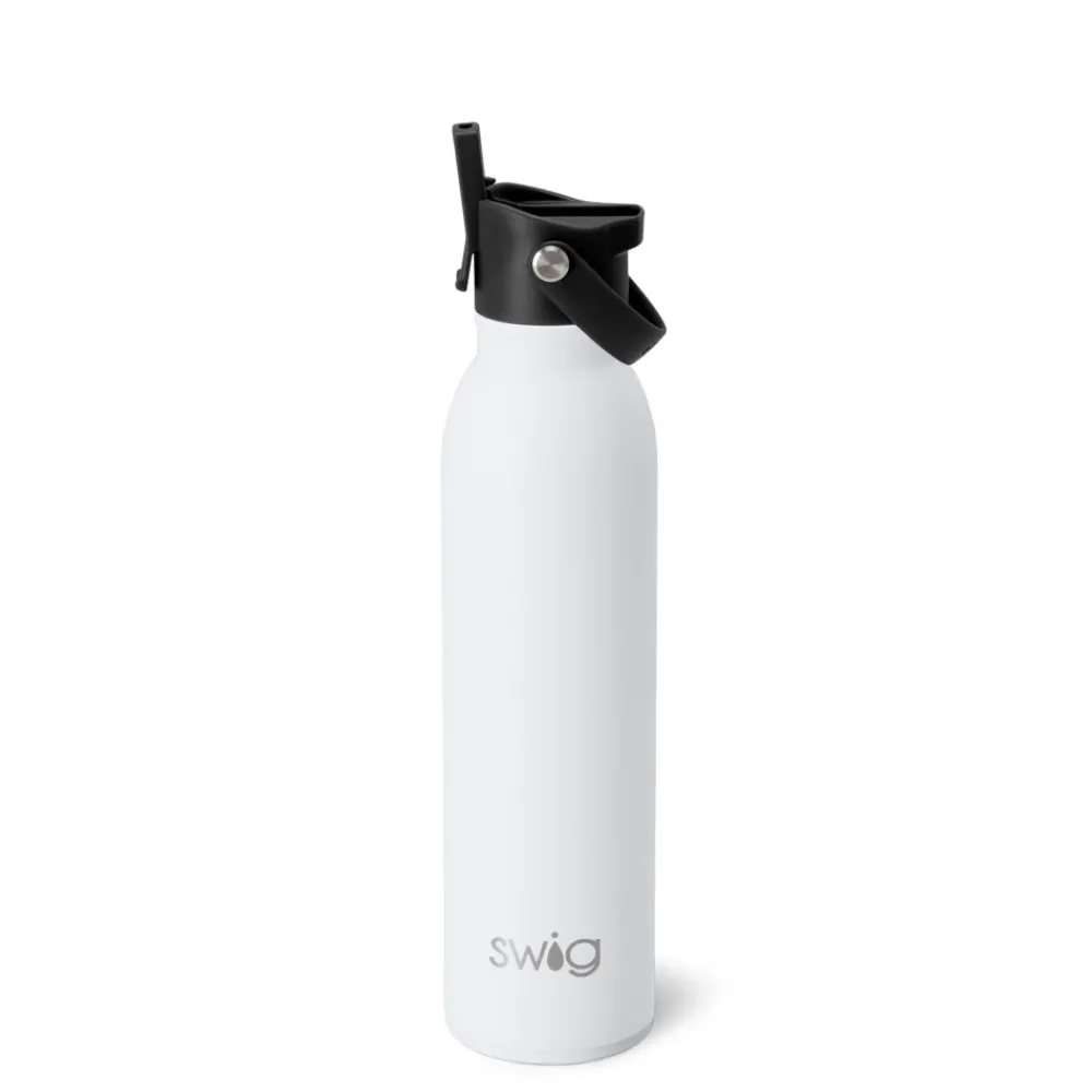 Swig Life Water Bottles|Solids^White Insulated Water Bottle: Flip + Sip Design (20oz) -
